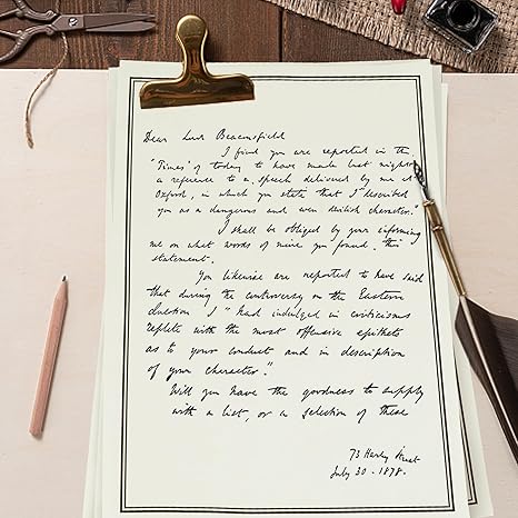 72 Pieces Stationery Set with Envelopes (48 Paper Sheets + 24 Envelopes) for Letter Writing, Black Border Design Stationery Paper Sheets and Envelope