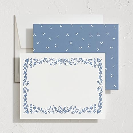 Framed In Floral Stationery Cards, 10 Count, Blank Cards and Envelopes For Thank You Notes, Invitations & Handwritten Messages, Note Cards & Stationery Set, Gifts for Women, Blue Color Theme