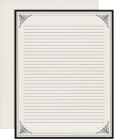 48 Sheets Vintage Lined Stationery Writing Paper - 8.5 x 11 in Cream - Antique Border & Rustic Lined Design - Compatible with Inkjet & Laser Printers - Letter Paper for Invitations & Notes