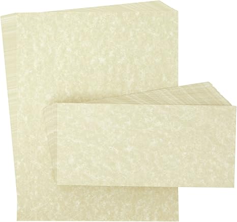Parchment Stationery - 96-Pack Paper & Envelopes Set - 8.5 x 11 in Cream Textured Sheets - Printer-Friendly Letter Writing Stationery