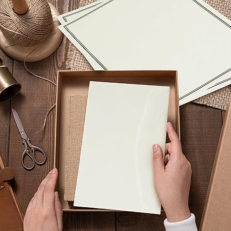 72 Pieces Stationery Set with Envelopes (48 Paper Sheets + 24 Envelopes) for Letter Writing, Black Border Design Stationery Paper Sheets and Envelope