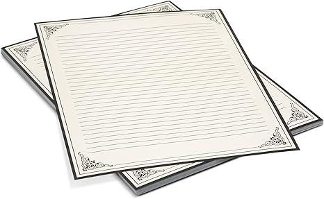 48 Sheets Vintage Lined Stationery Writing Paper - 8.5 x 11 in Cream - Antique Border & Rustic Lined Design - Compatible with Inkjet & Laser Printers - Letter Paper for Invitations & Notes
