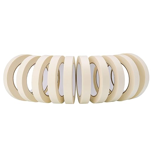 Masking Tape 10 Pack General Purpose Beige White Color, 0.75 inch x 55 Yards x 10 Rolls (550 Total Yards), for Painting, Home, Office, School Stationery, Arts, Crafts etc. (3004)
