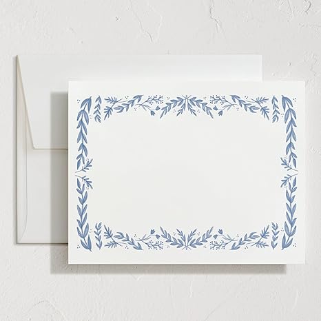Framed In Floral Stationery Cards, 10 Count, Blank Cards and Envelopes For Thank You Notes, Invitations & Handwritten Messages, Note Cards & Stationery Set, Gifts for Women, Blue Color Theme