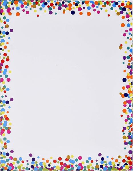 Gift Boutique Confetti Computer Paper Letterhead 100 Pack Colorful Border Dot Design Stationery Sheets Double Sided 8.5" x 11" For Writing Calligraphy Invitations Scrapbook Printing & Office Supplies