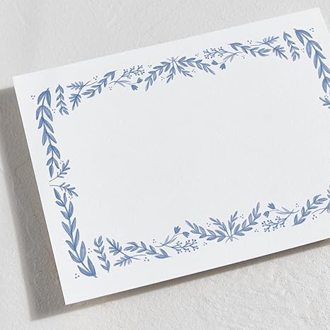 Framed In Floral Stationery Cards, 10 Count, Blank Cards and Envelopes For Thank You Notes, Invitations & Handwritten Messages, Note Cards & Stationery Set, Gifts for Women, Blue Color Theme