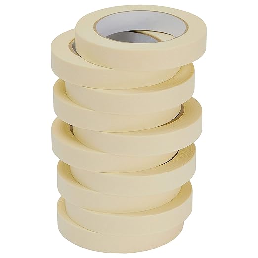 Masking Tape 10 Pack General Purpose Beige White Color, 0.75 inch x 55 Yards x 10 Rolls (550 Total Yards), for Painting, Home, Office, School Stationery, Arts, Crafts etc. (3004)